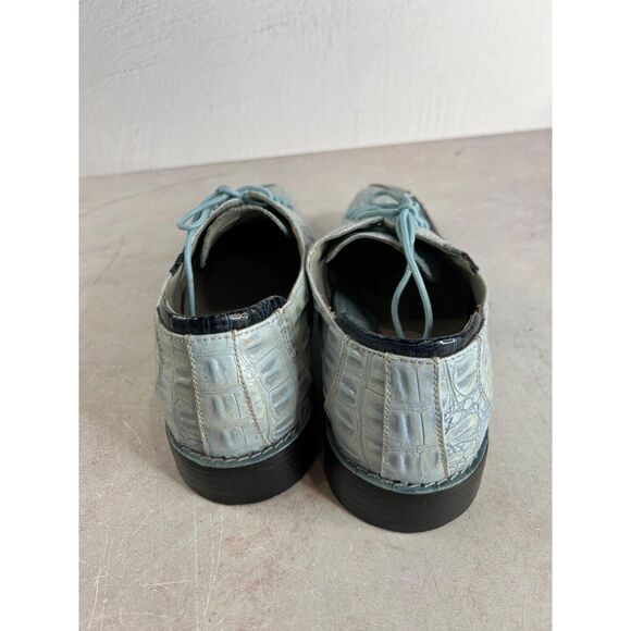 SIO Mens Alligator Print Leather Lace-Up Dress Shoes Size 10.5 Blue‎ main image 8